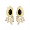 Cristina Sabatini Resin Drop Fringe Earrings In Beige/black In Gold