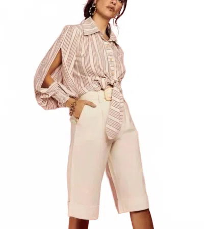 Cristina Sabatini Rose Linen Culottes Short In Off White