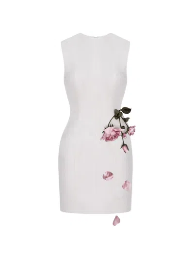 Cristina Savulescu Rose-appliqué Sleeveless Mini Dress In White