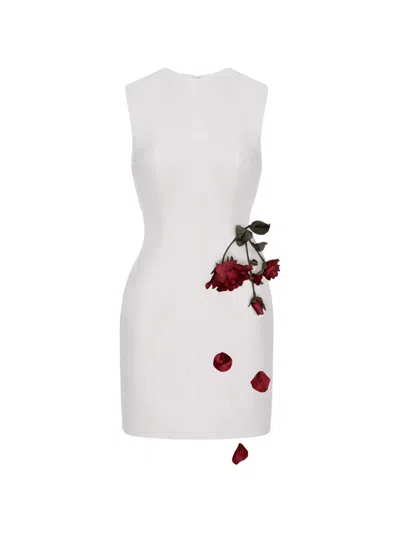 Cristina Savulescu Rose-appliqué Sleeveless Mini Dress In White