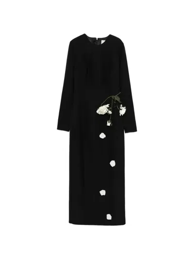 Cristina Savulescu The Promised Floral Midi Dress In Black