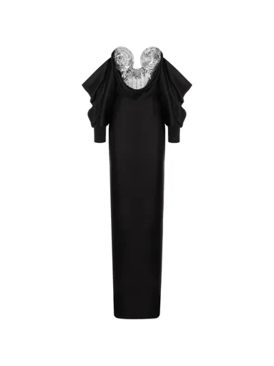 Cristina Savulescu The Warrior Sequin-embellished Draped Gown In Black