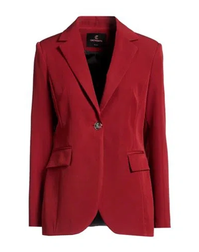 Cristinaeffe Woman Blazer Brick Size 12 Polyester, Elastane In Red
