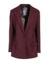 Cristinaeffe Woman Blazer Burgundy Size 12 Polyester, Viscose, Elastane In Red
