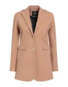 Cristinaeffe Woman Blazer Camel Size 12 Viscose, Nylon, Elastane, Polyester In Sand