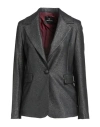 Cristinaeffe Woman Blazer Charcoal Size 4 Polyester, Viscose, Elastane, Metal In Gray