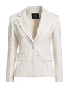 Cristinaeffe Woman Blazer Cream Size 2 Viscose, Polyamide, Elastane In White