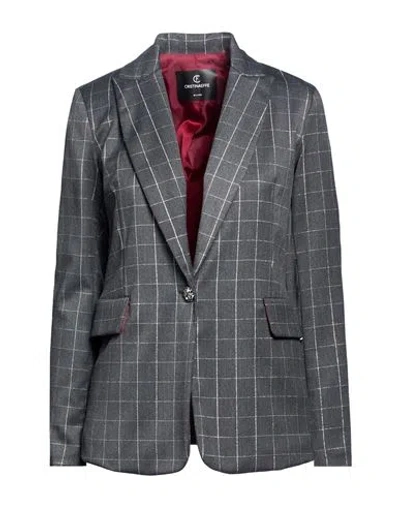Cristinaeffe Woman Blazer Grey Size 6 Polyester, Viscose, Elastane, Metallic Fiber In Gray
