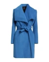 Cristinaeffe Woman Coat Blue Size 12 Polyester, Viscose
