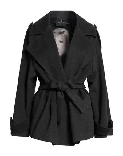Cristinaeffe Woman Coat Charcoal Size 8 Polyester, Viscose In Grey