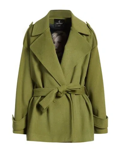 Cristinaeffe Woman Coat Green Size 10 Polyester, Viscose
