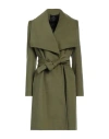 Cristinaeffe Woman Coat Military Green Size 8 Polyester, Viscose In Green