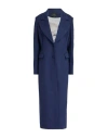 Cristinaeffe Woman Coat Navy Size 10 Polyester, Viscose In Navy