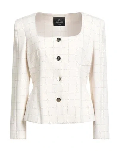 Cristinaeffe Woman Jacket Cream Size L Viscose, Polyamide, Elastane In Neutral