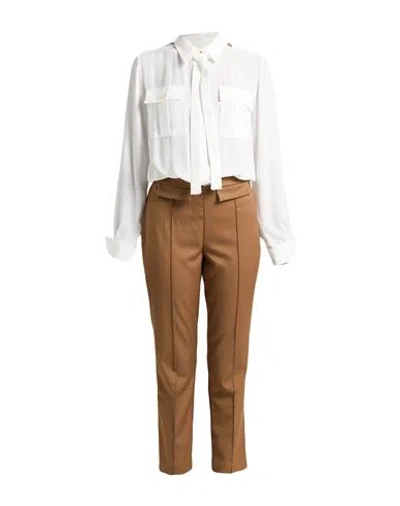 Cristinaeffe Woman Jumpsuit Brown Size M Polyester, Viscose, Elastane In White