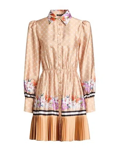 Cristinaeffe Woman Mini Dress Beige Size L Polyester In Multi