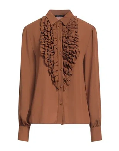 Cristinaeffe Woman Shirt Brown Size M Polyester