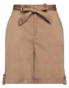 Cristinaeffe Woman Shorts & Bermuda Shorts Camel Size 6 Cotton, Elastane In Beige