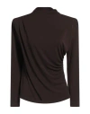 Cristinaeffe Woman T-shirt Dark Brown Size Xs Polyester, Elastane