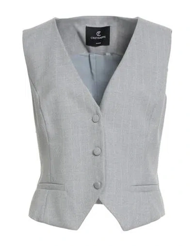 Cristinaeffe Woman Tailored Vest Light Grey Size 10 Polyester, Viscose, Elastane In Gray