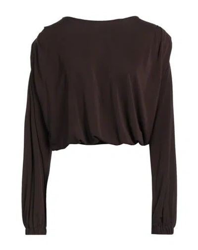Cristinaeffe Woman Top Dark Brown Size L Polyester, Elastane