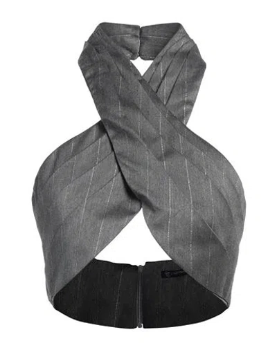 Cristinaeffe Woman Top Lead Size M Polyester, Viscose, Elastane In Grey