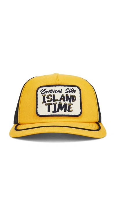 Critical Slide Island Time Trucker Cap In Yellow