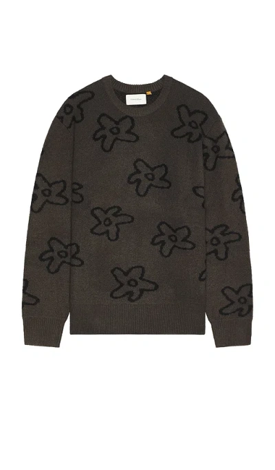 Critical Slide Vanguard Crew Knit Sweater In Charcoal