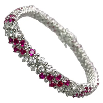 Pre-owned Crivelli 18 Karat White Gold, 4.96 Carat Ruby And 3.08 Carat Diamond Bracelet