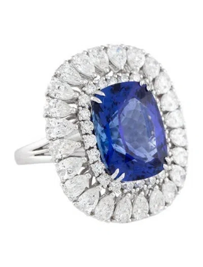 Pre-owned Crivelli 18k 11.34ct Tanzanite & Diamond Cocktail Ring In Multicolor