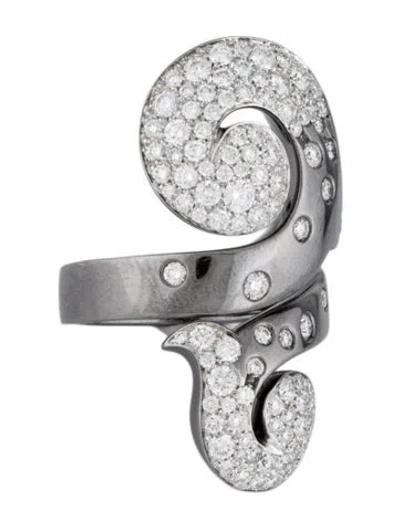 Pre-owned Crivelli 18k 2.12ctw. Diamond Black Rhodium Double Scroll Ring In Multicolor