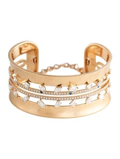 Pre-owned Crivelli 18k 5.99ctw Diamond Cuff Bracelet, 7.25" In Multicolor