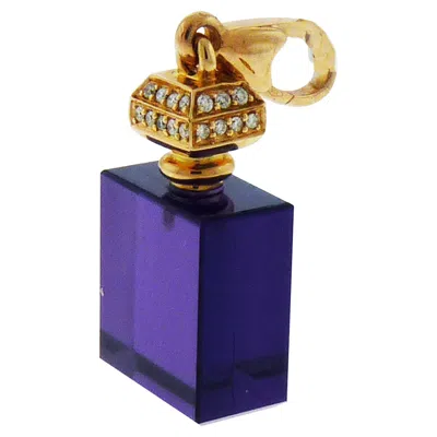 Pre-owned Crivelli 18k Gold Perfume Bottle Pendant Necklace With Diamonds, Italy In Multi