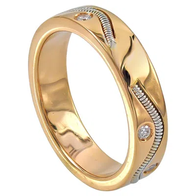 Pre-owned Crivelli 18k Rose Gold Diamond Spiral Band Ring, Italy, 0.18 Carats In Red