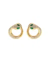 Crivelli 18k Yellow Gold Diamond & Emerald Serpent Hoop Earrings - Exclusive, Italy Campaign In Green/gold
