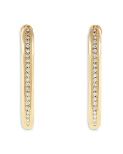 Crivelli 18k Yellow Gold Diamond Pave Elongated Hoop Earrings, 0.76 Ct. T. W.