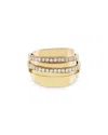 Crivelli 18k Yellow Gold Pave Diamond Double Row Statement Ring In Gold
