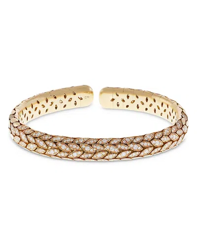 Crivelli 18k Yellow Gold Pave Diamond Leaf Bangle Bracelet - Exclusive, Italy Campaign