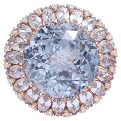 Pre-owned Crivelli 18kt Pink Gold Ring With 23.70ct Topaz & 0.20ct Diamonds Cocktail Ring