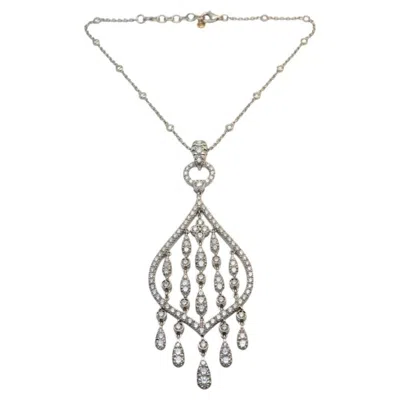 Pre-owned Crivelli 5 Carat Diamond 18k White Gold Pendant Necklace
