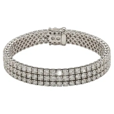 Pre-owned Maison Crivelli Crivelli 8 Carat Diamond Three-row Tennis Bracelet In 18k White Gold