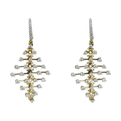 Pre-owned Crivelli Bushings Diamond Drop Chandelier Earrings 18k Yellow Gold 2.09ctw