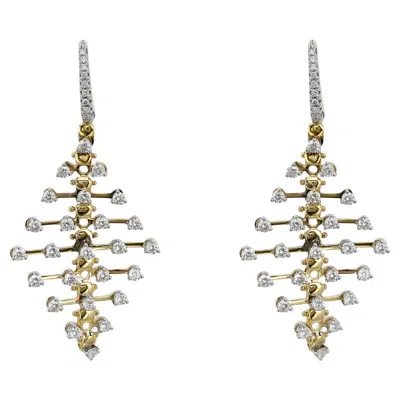 Pre-owned Crivelli Bushings Diamond Drop Chandelier Earrings 18k Yellow Gold 2.09ctw