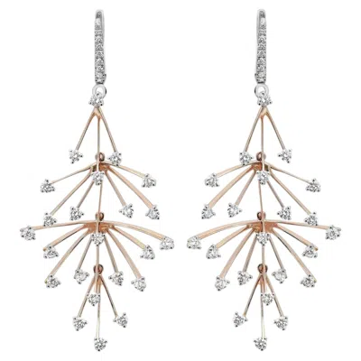 Pre-owned Crivelli Christmas Tree Diamond Drop Earrings 18k Rose & White Gold 2.75ctw