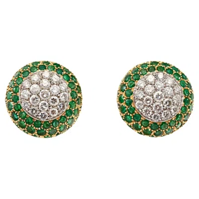 Pre-owned Crivelli Emerald And Diamond Earrings In Green