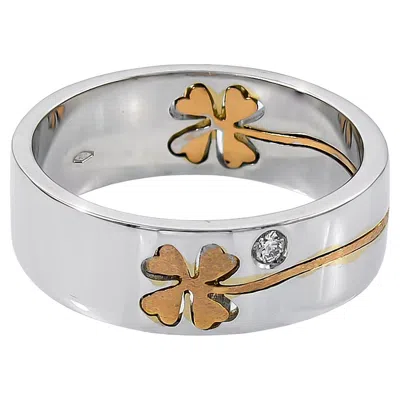 Pre-owned Crivelli Four Leaf Clover Diamond Band Ring In 18kt Gold In Multi