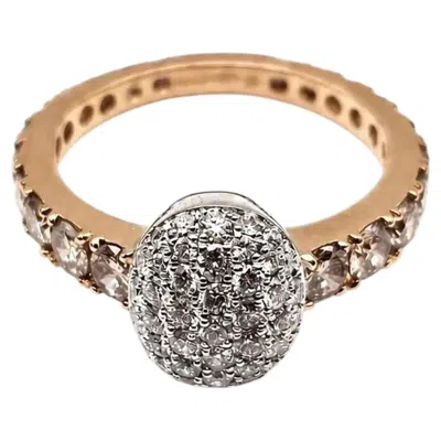 Pre-owned Crivelli Girodito White & Brown Diamond Doomed Oval Ring 18k Rose Gold