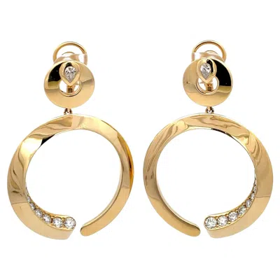 Pre-owned Crivelli Italian Diamond Hoop Link Drop Earrings 1.20 Carats 18 Karat Yellow Gold F Vs
