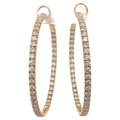 Pre-owned Crivelli Italian Large Hoop Earrings 5.70 Carats 18 Karat Yellow Gold F Vs 1.10" Diameter