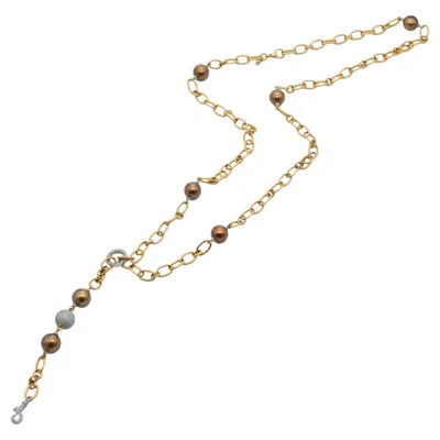 Pre-owned Crivelli Pearl And Ddamond Multi - Way Necklace / Waist Chain In 18k Rose Gold. In Red